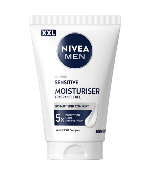 NIVEA MEN sensitive moisturizer, 100ml, fragrance free, 5x protection