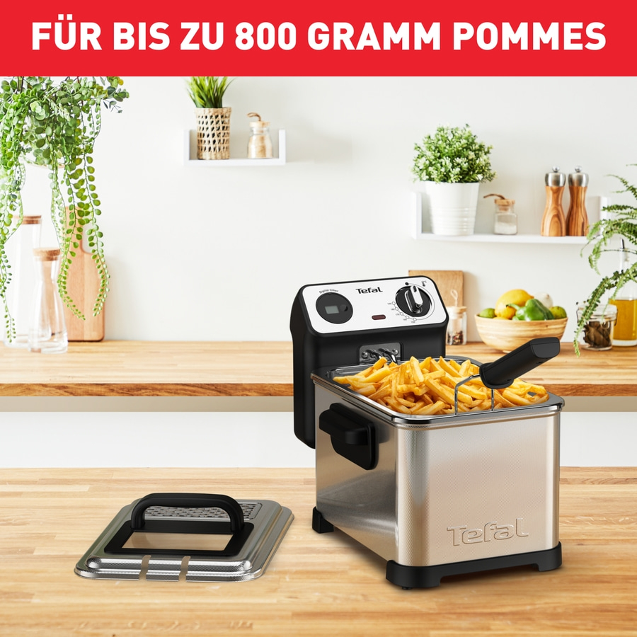 TEFAL Fritteuse Filtra Pro FR5111 3 Liter Öl Edelstahl für 800 g Pommes silber