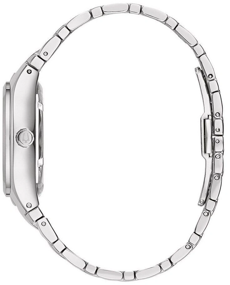 Silberne Damenuhr, Seitenansicht, Armband, Detail, elegant, modern