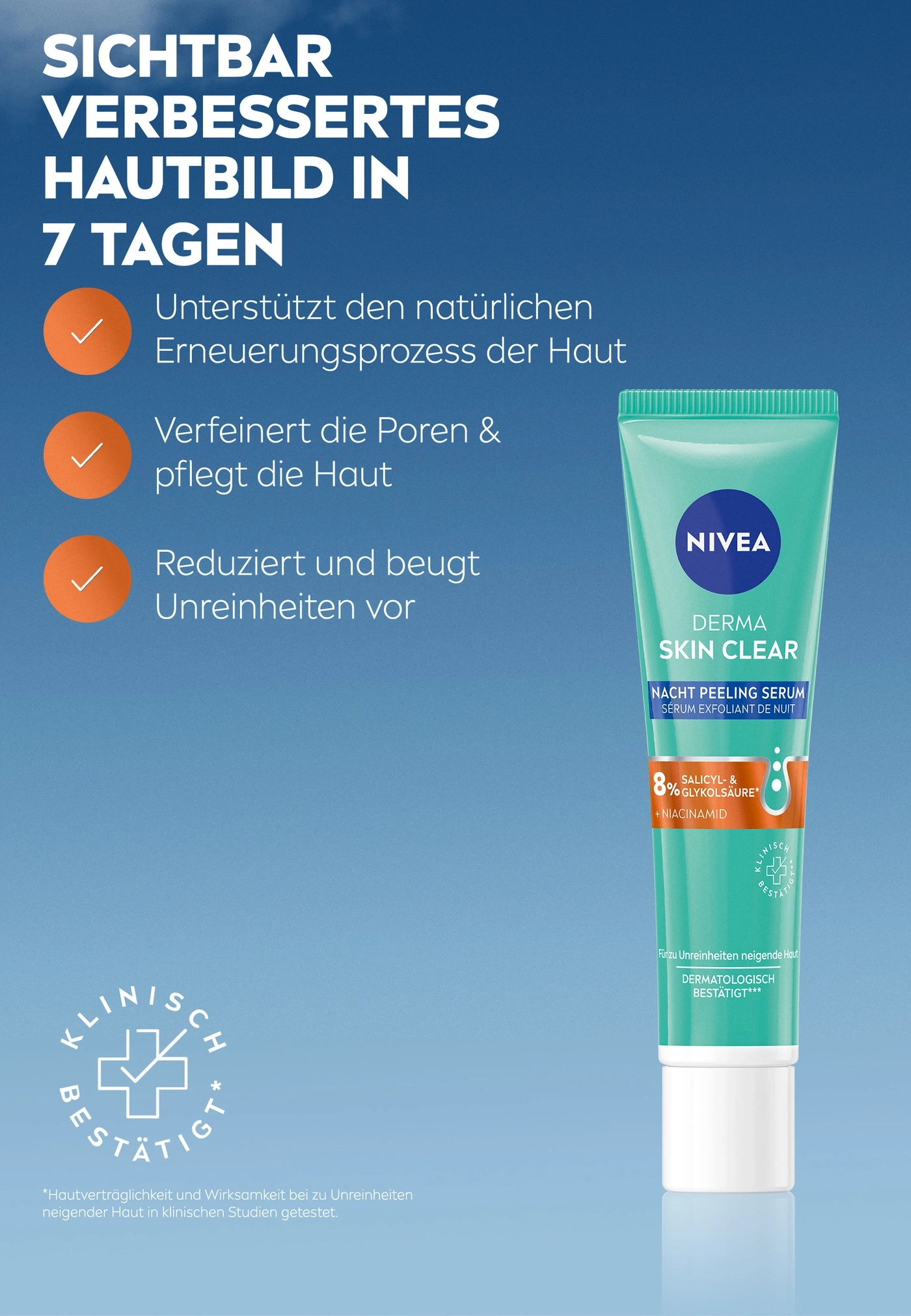 Nivea Derma Skin Clear Nacht Peeling Serum für unreine Haut