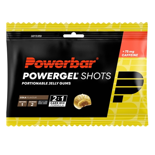POWERBAR PowerGel Shots Cola High Carb Energie Gummis 75mg Koffein 24x60g