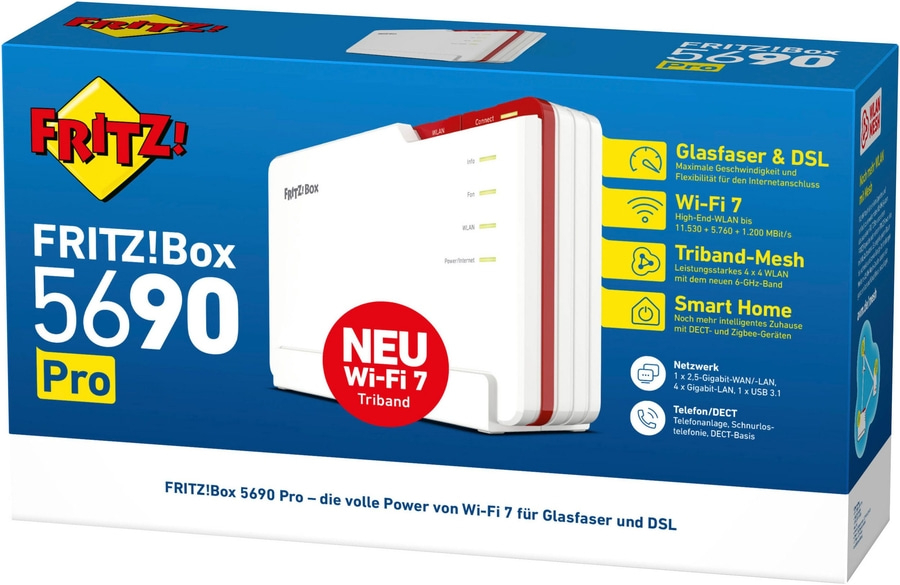 AVM WLAN-Router FRITZ!Box 5690 Pro Wi-Fi 7 Gigabit-LAN USB DECT-Anschluss B-WARE