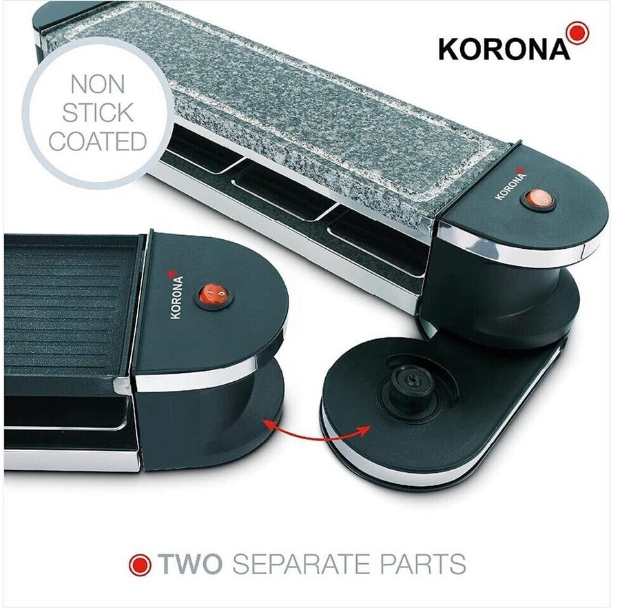 KORONA Klappbares Raclette 45071 8 Personen Grillplatte Pfännchen Spachtel NEU