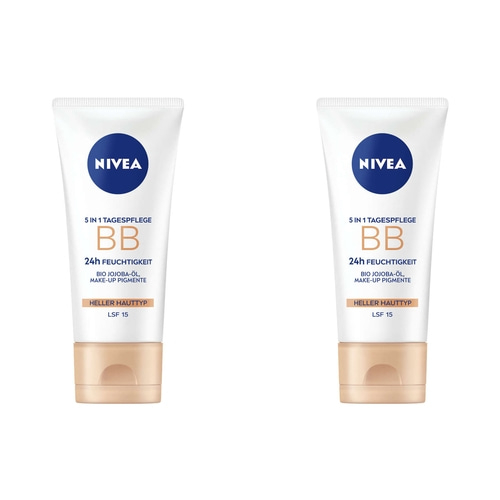 NIVEA Tagespflege 5in1 BB Heller Hauttyp 24h Feuchtigkeit LSF 15 vegan 2 x 50 ml