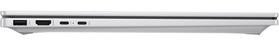 Die Anschlussseite eines Laptops mit USB-C, HDMI und Thunderbolt-Ports