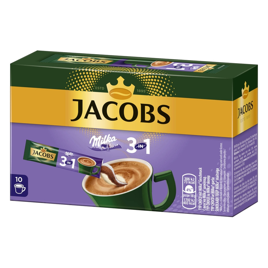 JACOBS Löskaffee 3in1 Milka®* 12x10 Sticks löslicher Instantkaffee 120 Getränke