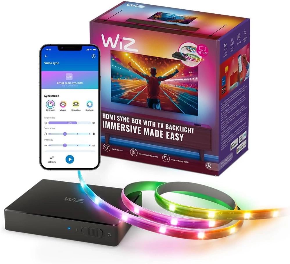 Wiz HDMI Sync Box mit TV-Hintergrundbeleuchtung für ein immersives Erlebnis