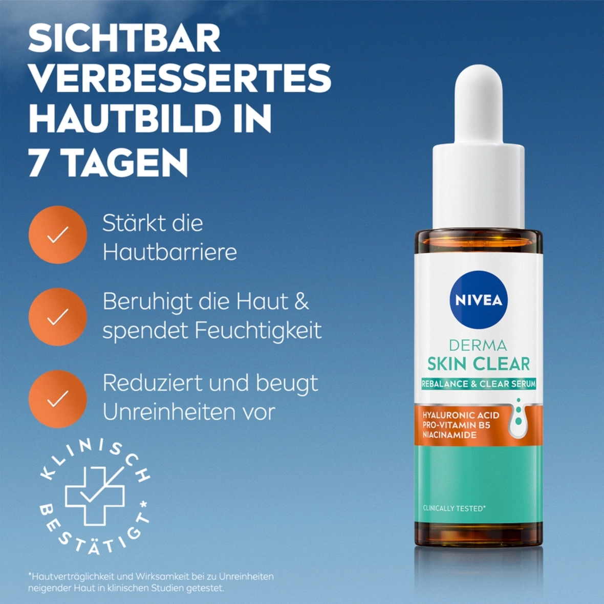 Nivea Derma Skin Clear Serum mit Hyaluronsäure, Pro-Vitamin B5 und Niacinamid