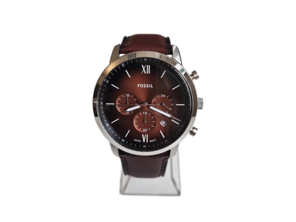 Fossil Herrenuhr mit braunem Lederarmband und braunem Zifferblatt