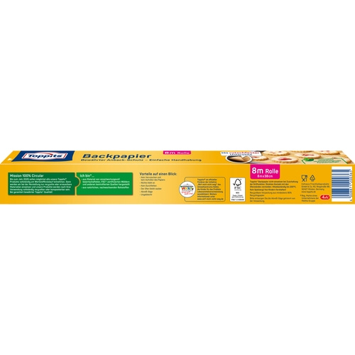 3 x TOPPITS Backpapier 8 m x 38 cm Anback-Schutz Hitzebeständig bis 220°C