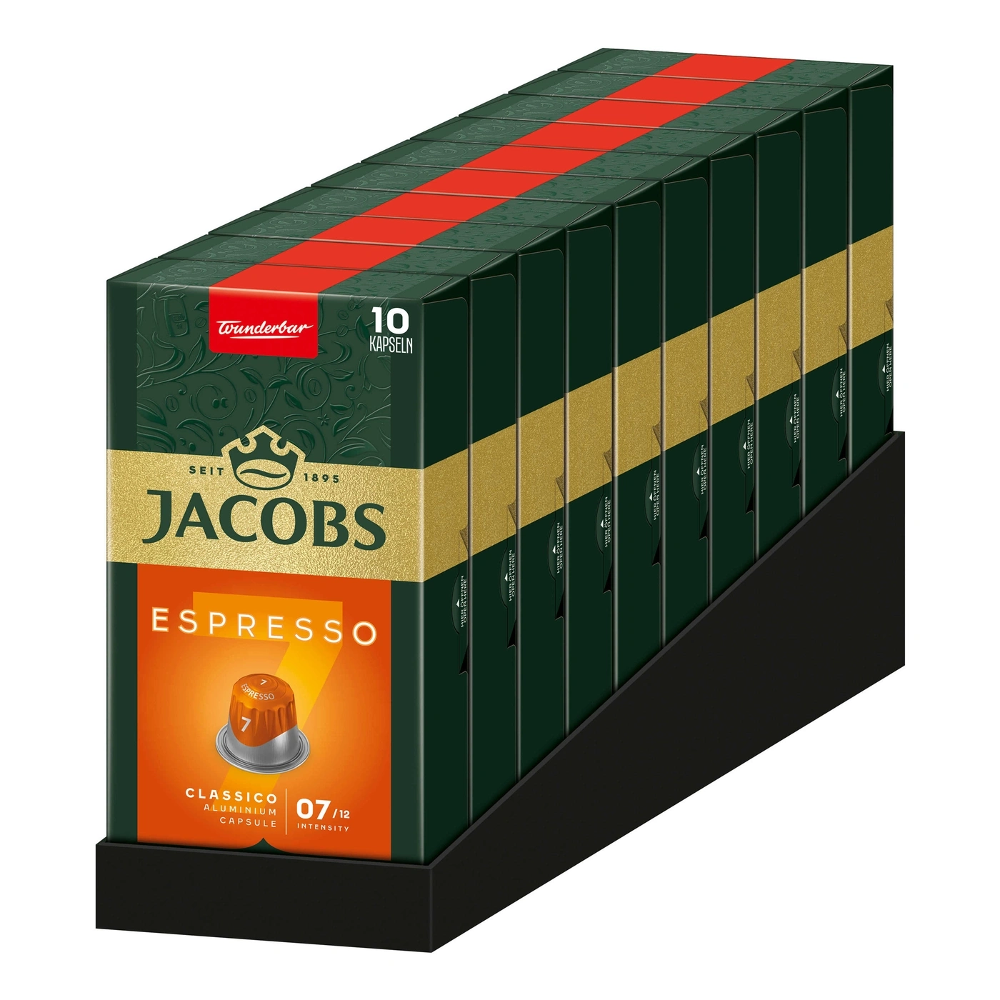 Jacobs Espresso Kapseln, 10 Stück, Classico, Aluminium Kapsel, Intensität 7/12, Wunderbar