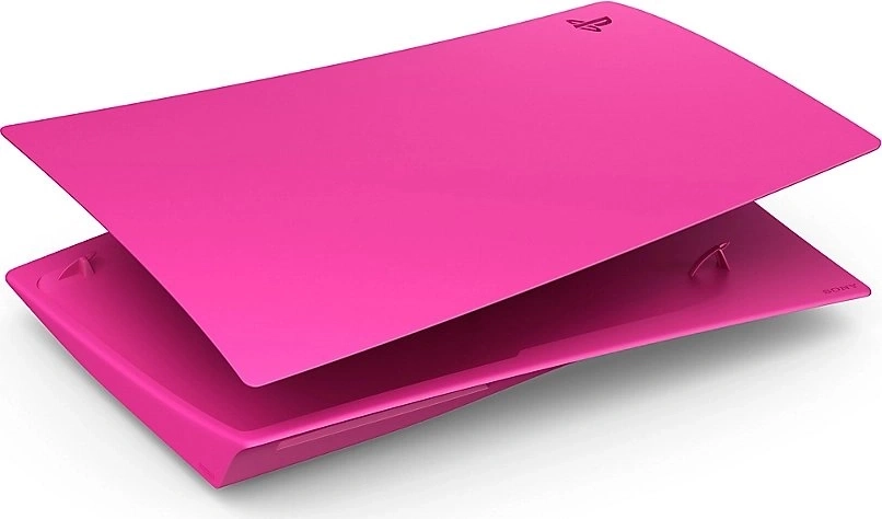 Ein pinkes PlayStation 5 Gehäuse mit dem PlayStation-Logo und dem Sony-Schriftzug.