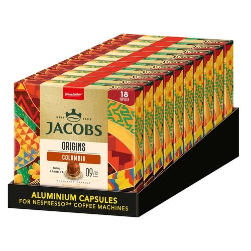 JACOBS Kapseln Origins 9 Colombia Nespresso®* kompatible Kaffeekapseln 10 x 18