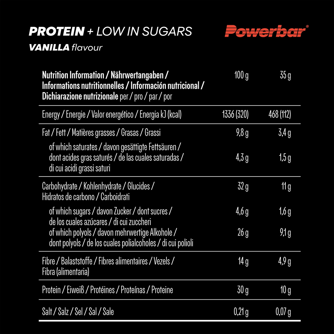 POWERBAR Protein Plus - Low Sugar - Vanilla - 16x35g Riegel