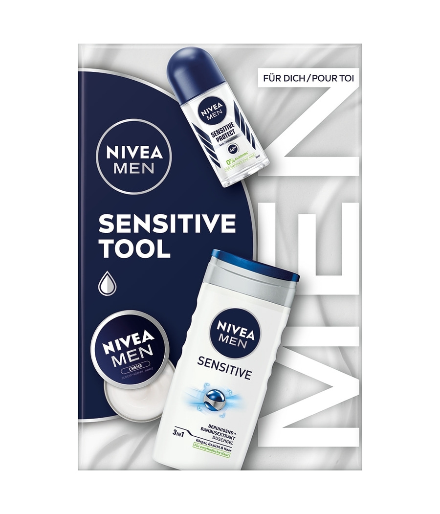 NIVEA MEN Sensitive Tool, 2 x Geschenkset, Sensitive Pflegedusche + Roll-On