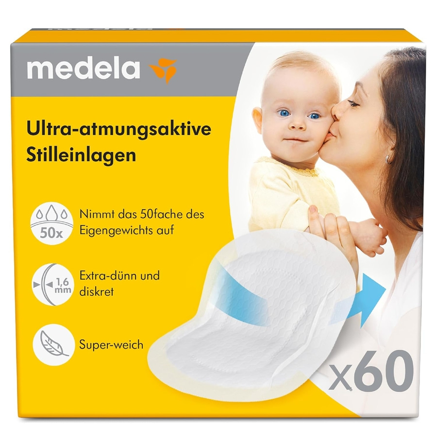 Medela Stilleinlagen, ultra-atmungsaktiv, 60 Stück, extra dünn und diskret, super-weich