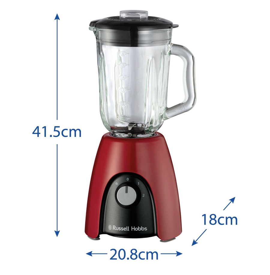 Roter Russell Hobbs Mixer mit den Maßen 41,5 cm x 20,8 cm x 18 cm