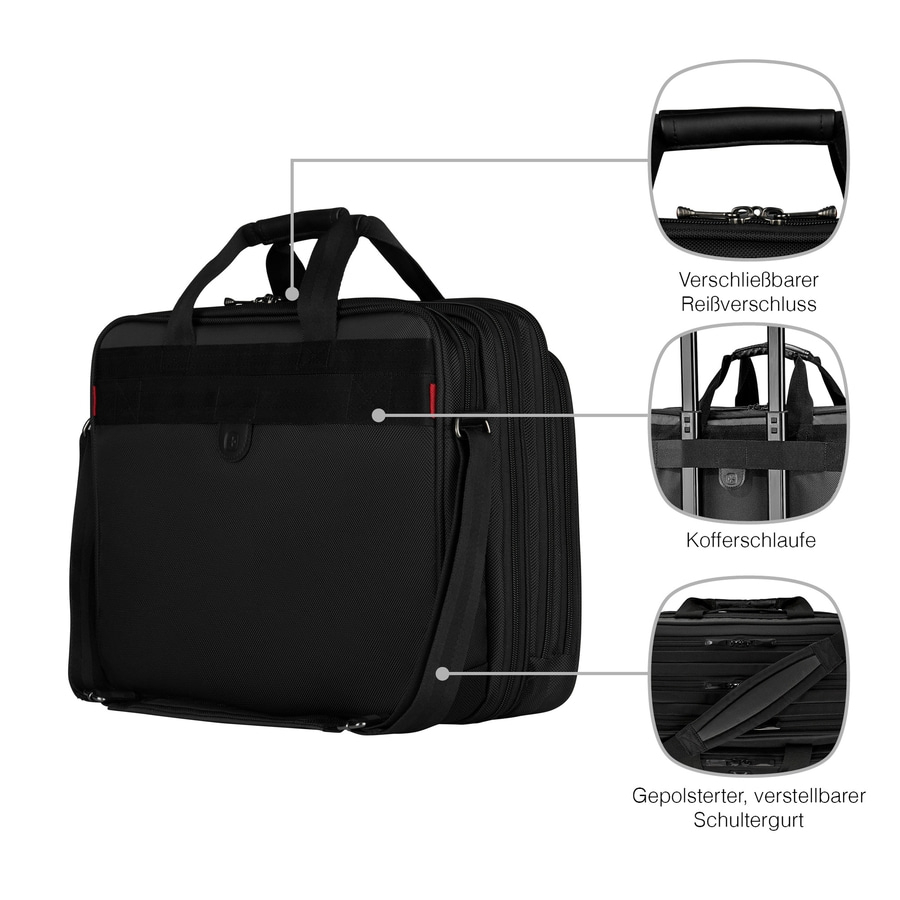 WENGER Laptop-Tasche Legacy 17" mit drei Fächern Tasche Schwarz-Grau 19 L