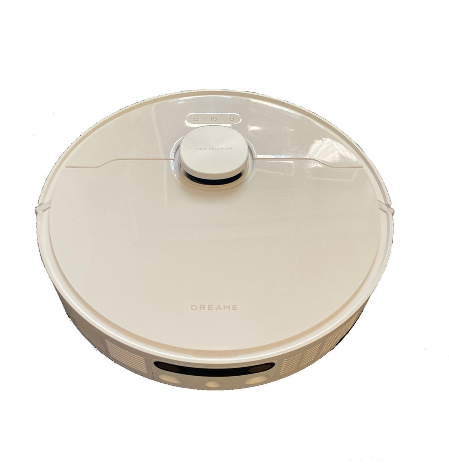 Ein weißer Roboter-Staubsauger mit der Aufschrift "DREAME" und "LIDAR NAVIGATION".
