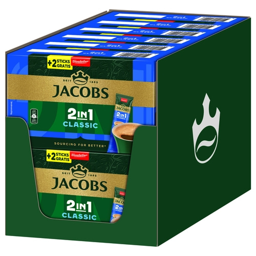 JACOBS Löskaffee 2in1 Classic 12 x 10+2 Sticks löslicher Kaffee Instantkaffee