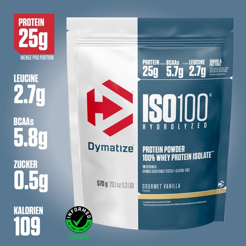 DYMATIZE Whey Protein Pulver Shake ISO 100 Hydrolyzed Gourmet Vanilla 570 g