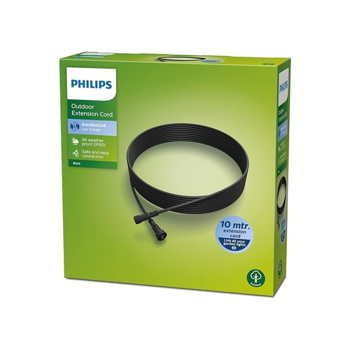 PHILIPS 10m Outdoor Verlängerungskabel Niederspannungskabel IP65 Stromkabel NEU