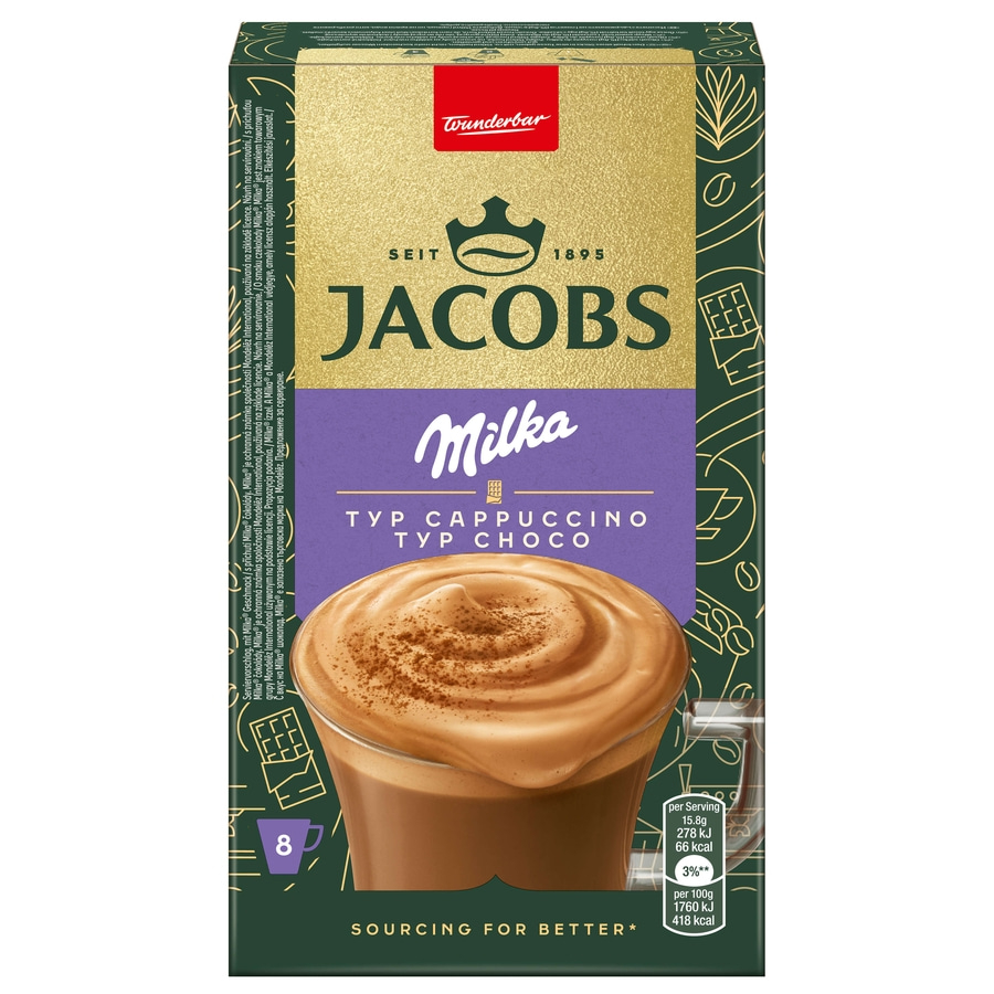 JACOBS Löskaffee Typ Cappuccino Milka* Geschmack 10 x 8 Sticks - 80 Getränke