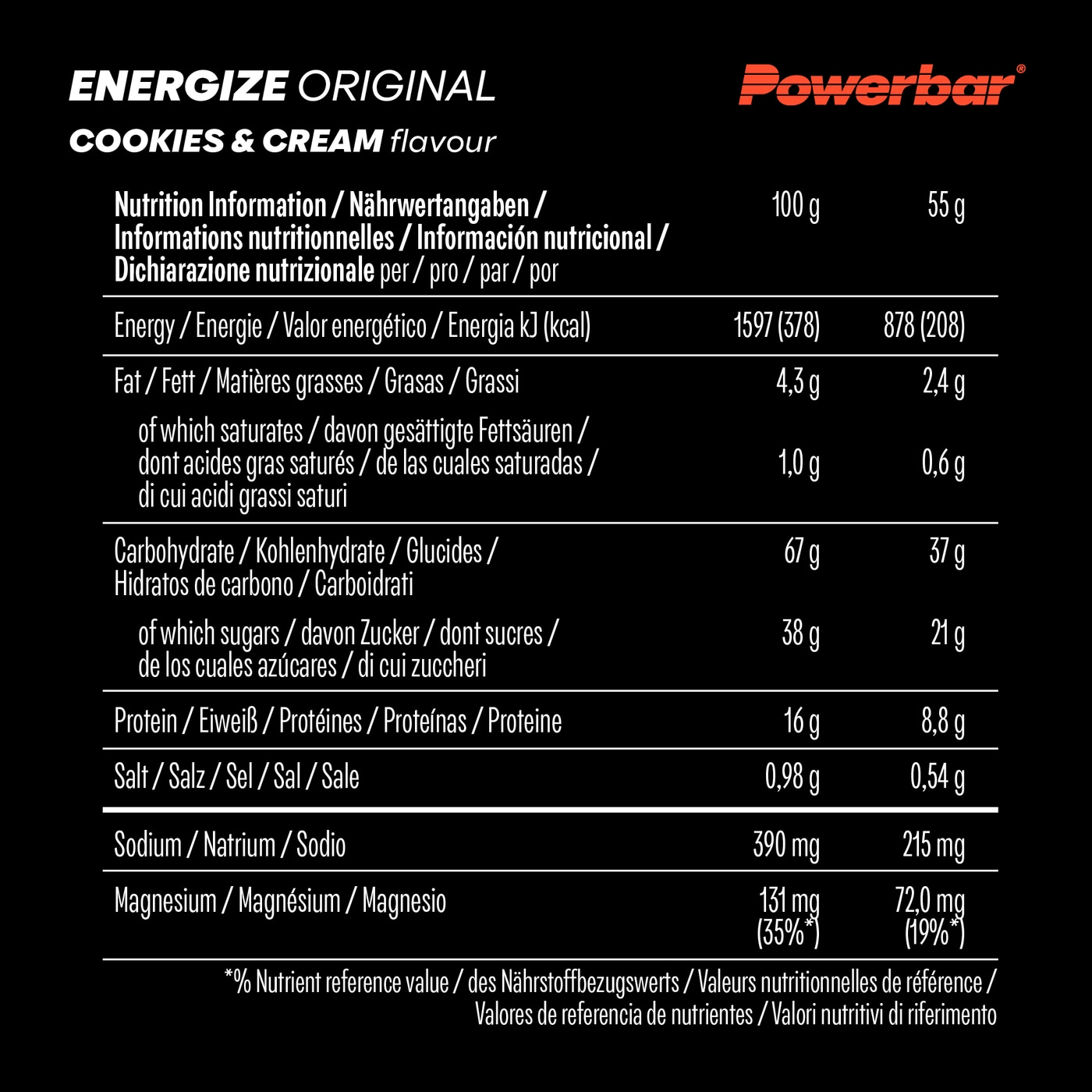 POWERBAR Energize Original Cookies&Cream 15x55g High Carb Energieriegel