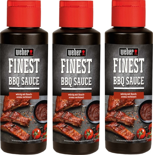 3x Weber Sauce Finest BBQ Grillsauce Burger 300 ml Flasche Raucharoma würzig