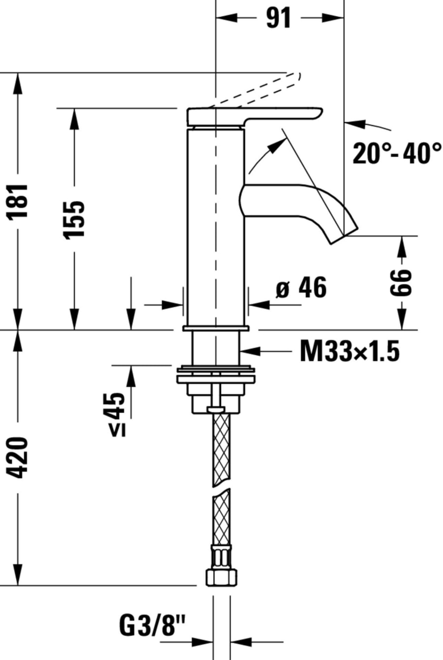 DURAVIT Wasserhahn Waschtischarmatur C.1 Einhebel S Einhandmischer Mischbatterie
