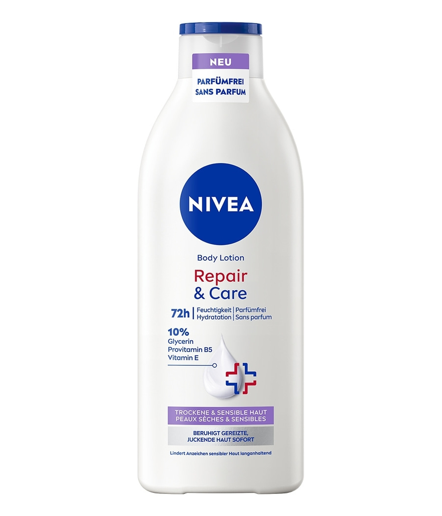 Nivea Body Lotion Repair & Care, trockene und sensible Haut, 72h Feuchtigkeit