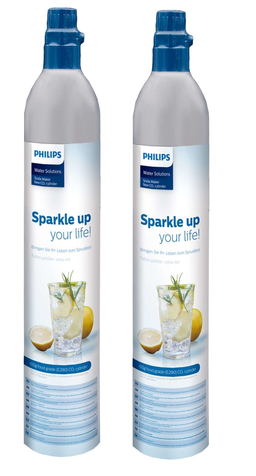 2x PHILIPS Gaszylinder Wassersprudler 60L 425g 100% erneuerbares CO2 Gasflasche