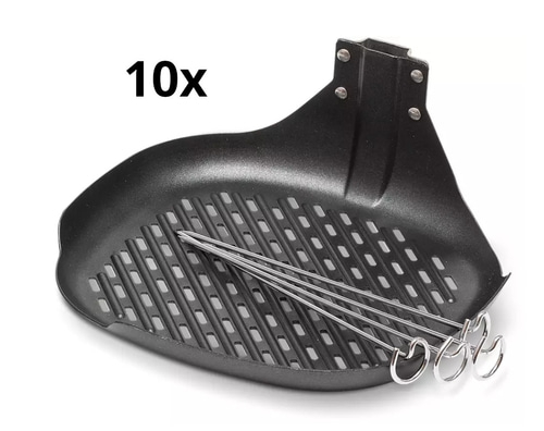 10 x PHILIPS Airfryer Grillpfanne Grill Zubehör HD9941/00 Pfanne + Spieße NEU