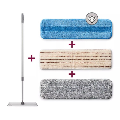 BETTY BOSSI Wischmopp mit 3 Wischpads Reinigungsset Bodenwischer Aluminium