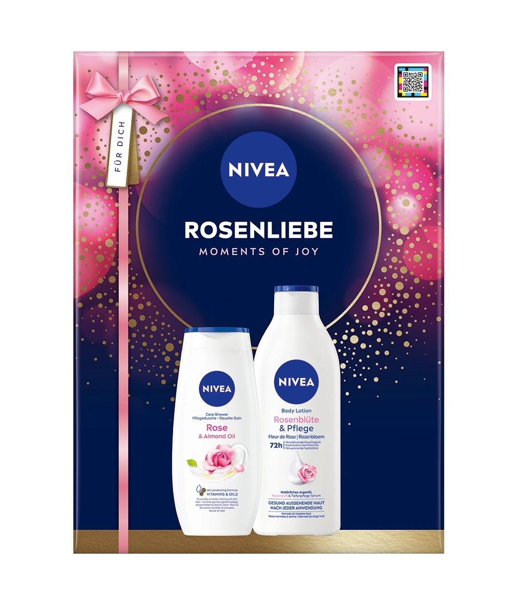 Nivea Rosenliebe Geschenkset mit Duschgel und Bodylotion für Momente der Freude.