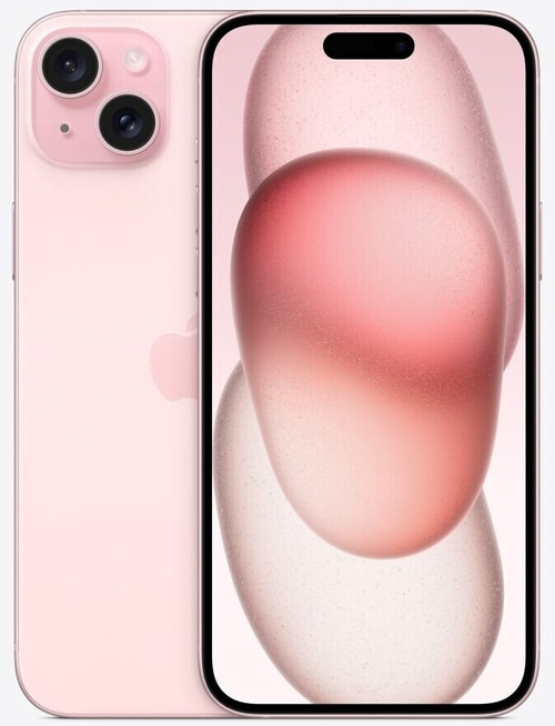 Rosa iPhone mit zwei Kameras und einem Bildschirm mit rosa Hintergrund