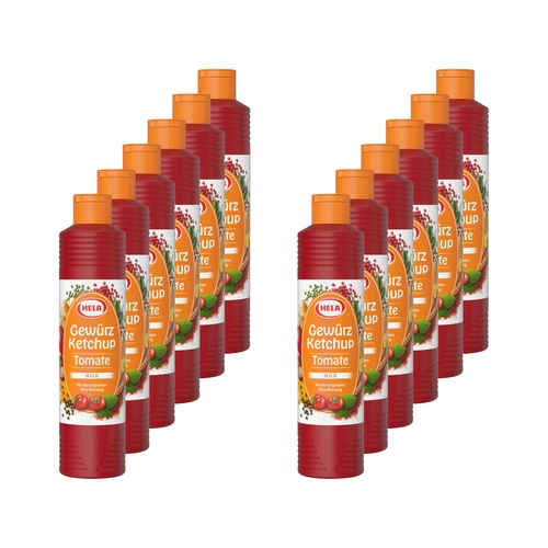 12x 800 ml Hela Ketchup Tomate mild Gewürzketchup Ketchupflasche MHD 7/25