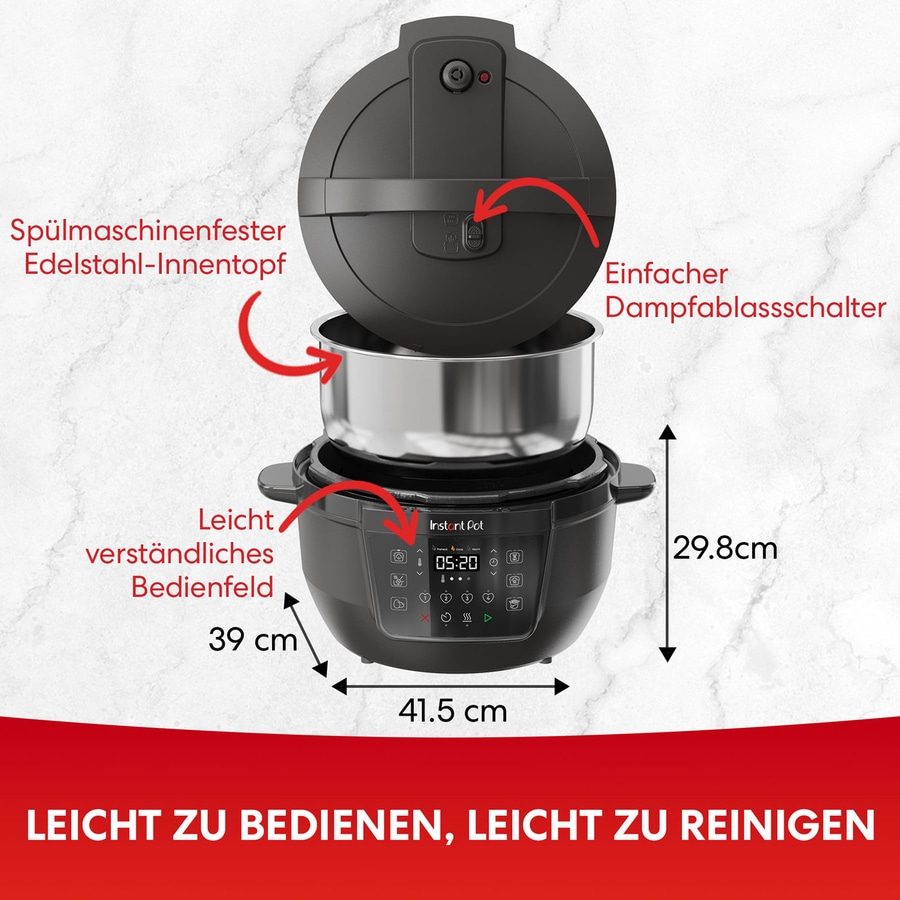 INSTANT POT Rio Wide Multikocher 7-in-1 Slow Cooker 7,1L Schongarer 1200W