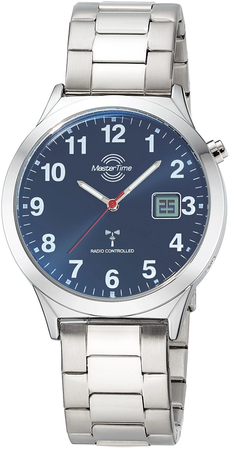 Herrenuhr mit blauem Zifferblatt und silbernem Armband