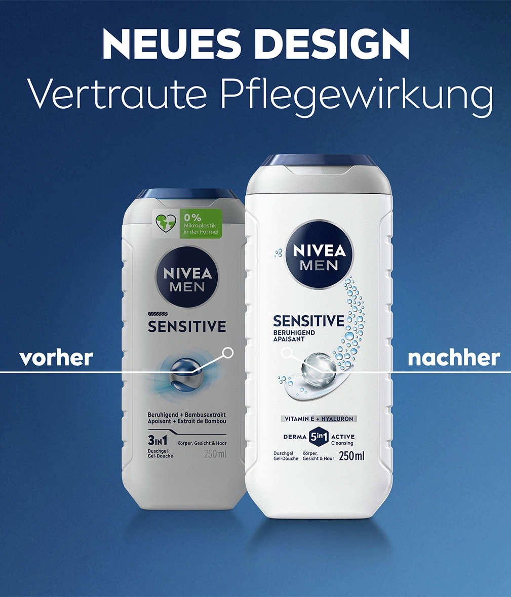 Nivea Men Sensitive Duschgel vorher und nachher Designvergleich