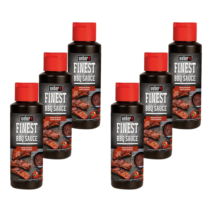Weber Finest BBQ Sauce Flaschen, würzig mit Raucharoma verfeinert, Servier Vorschlag