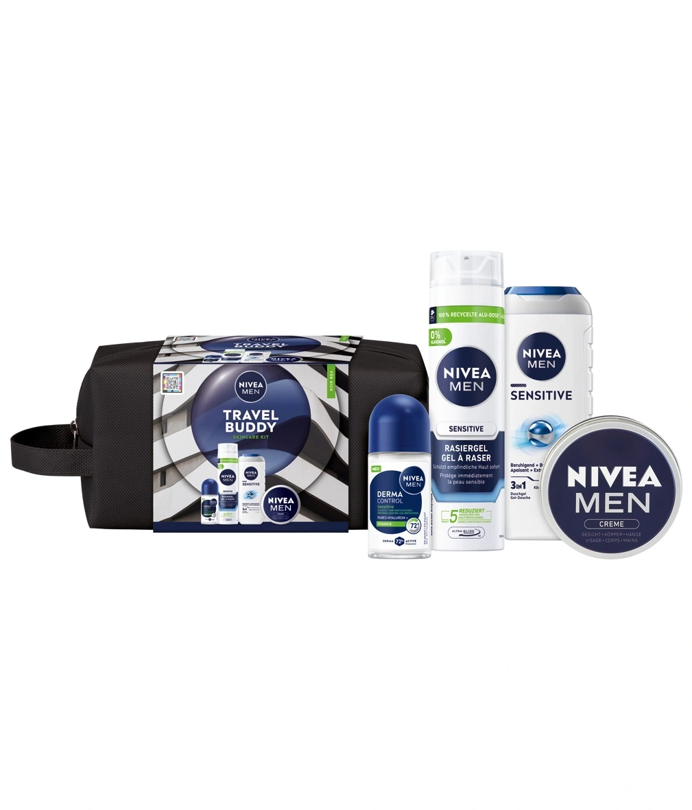 Nivea Men Travel Buddy Geschenkset mit Kulturtasche und Pflegeprodukten