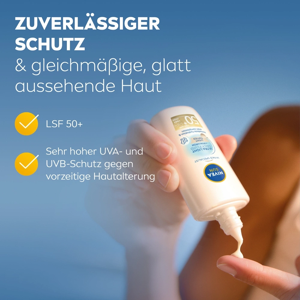 Nivea Sonnencreme, LSF 50+, schützt vor Hautalterung, für glatte Haut. Zuverlässiger Schutz.