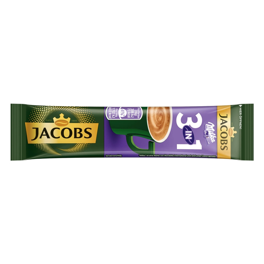 JACOBS Löskaffee 3in1 Milka®* 12x10 Sticks löslicher Instantkaffee 120 Getränke