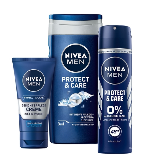 NIVEA MEN Travel Buddy Geschenkset Protect & Care Deo Pflegedurche Creme Tasche