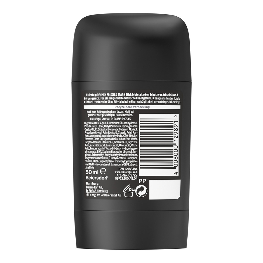 Hidrofugal MEN FRISCH & STARK Stick, recycelbare Verpackung, 50ml, Beiersdorf, Hamburg