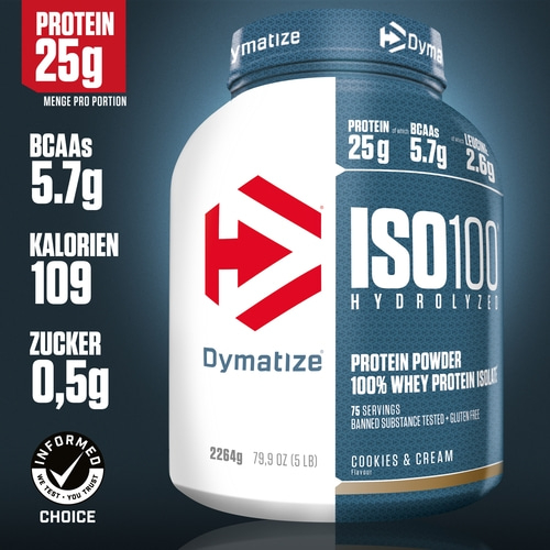 DYMATIZE Whey Protein Pulver Shake Eiweiß ISO 100 Cookies & Cream 2264 g