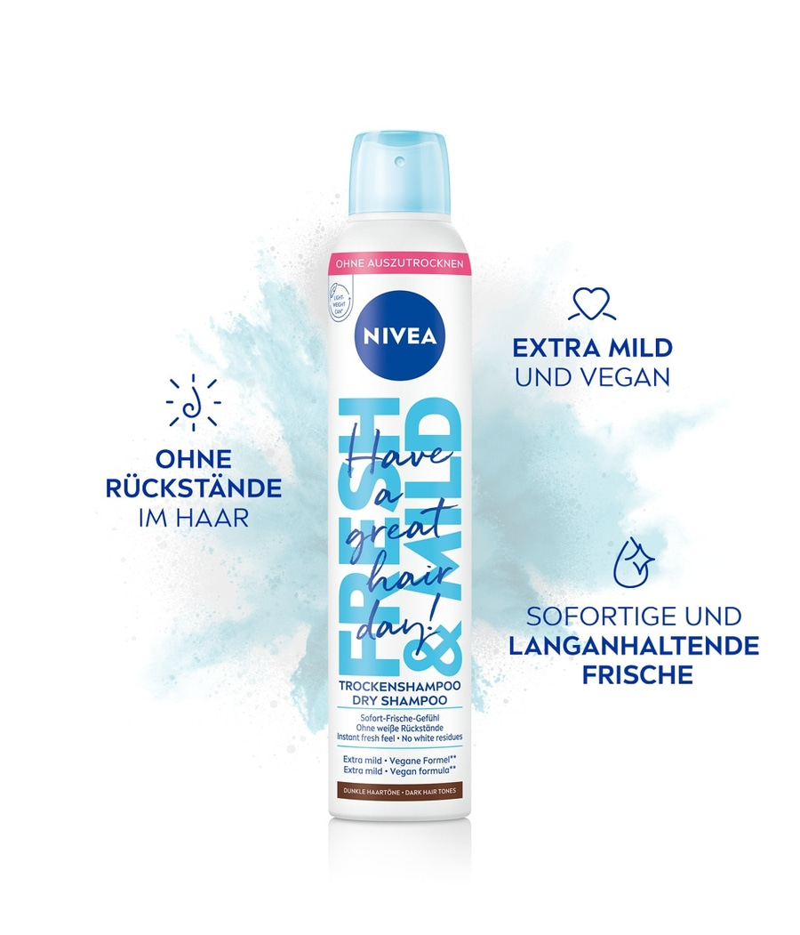NIVEA Trockenshampoo Hair Care Fresh & Mild Dunkle Haartöne mild vegan 3 x 200ml