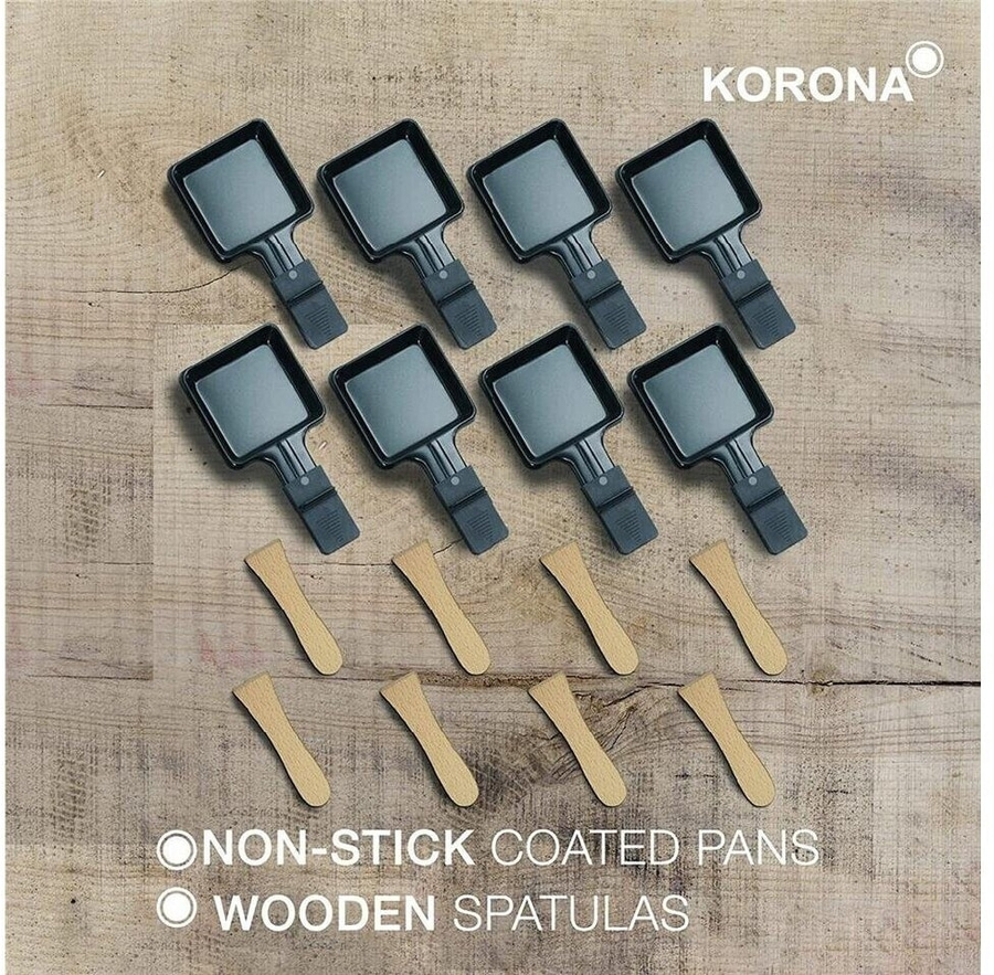 KORONA Klappbares Raclette 45071 8 Personen Grillplatte Pfännchen Spachtel NEU
