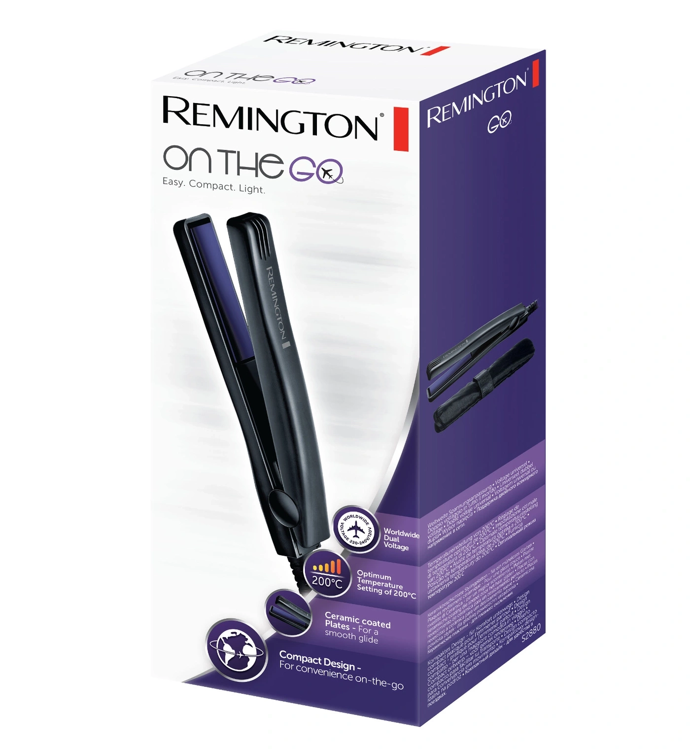 Remington Glätteisen, kompakt, leicht, mit Keramikbeschichtung, 200°C, Dual Voltage, für unterwegs.